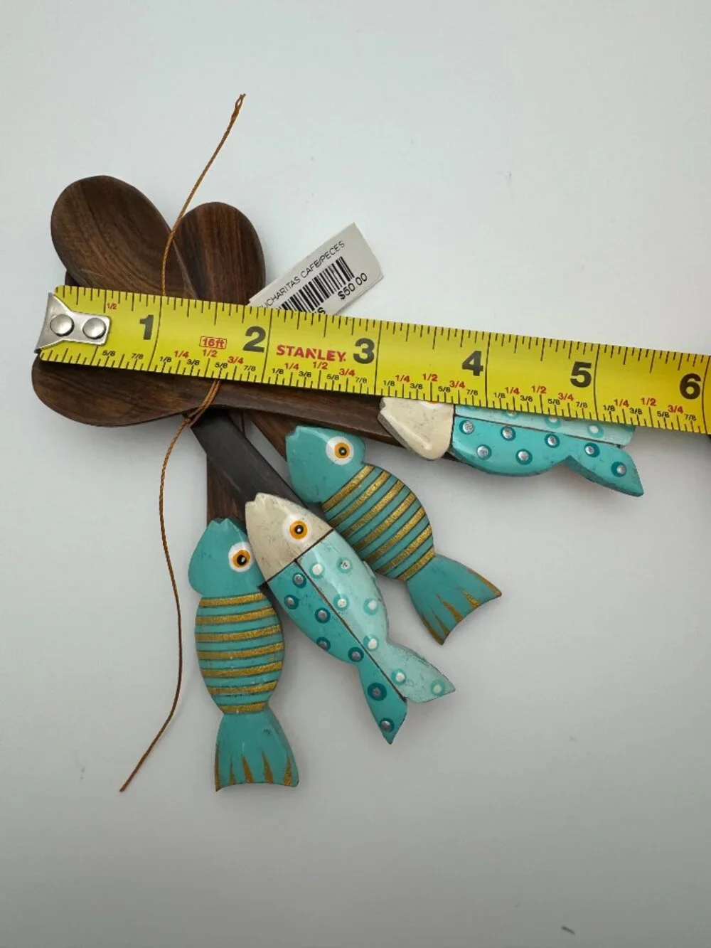 Jenny Polanco Handmade Wood Fish Espresso Spoons Set 4 Dominican NWT